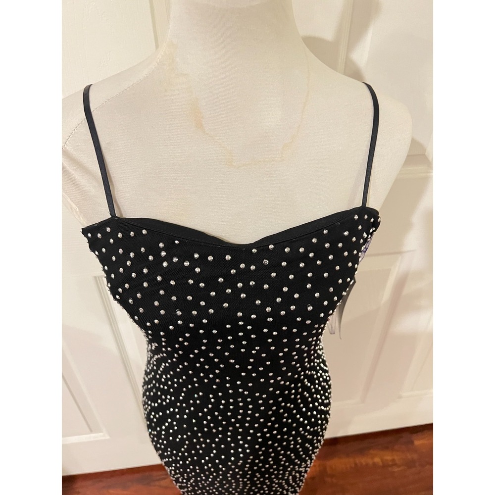 Emerald Sundae Womens Black Rhinestone Bodycon Dress Sz L Nwt Glam Evening Sexy - Picture 4 of 14